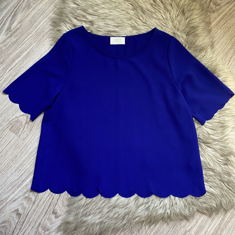 Anthropologie Everly Scalloped Hem Blue